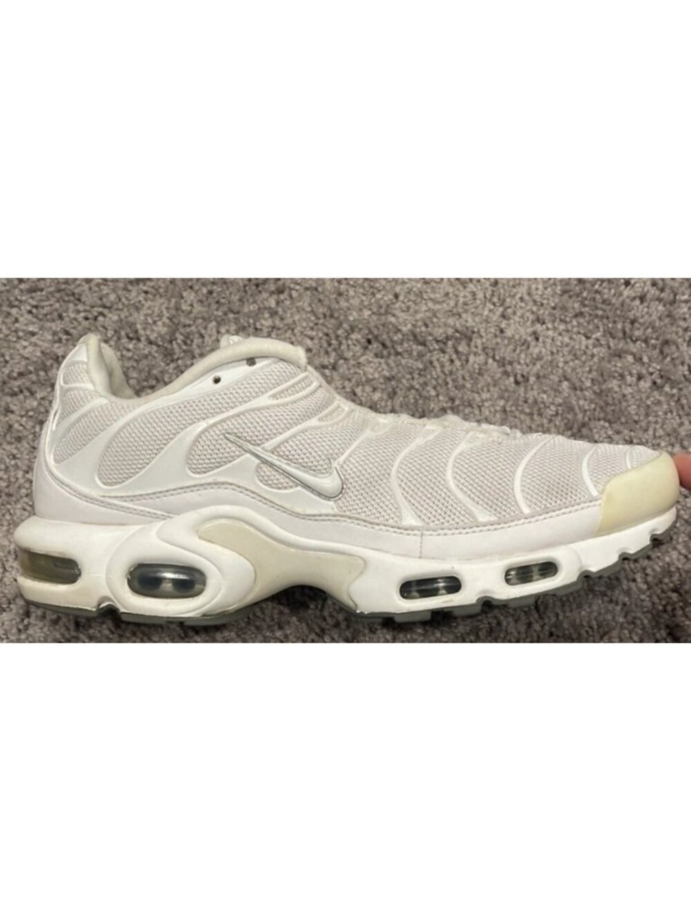 Nike Air Max Plus Running Shoes White Cool Grey Sneaker 604133-139 Men's SZ 9.5